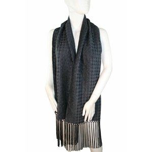 Giorgio Armani Dark Gray Charcoal Long Tassel Scarf